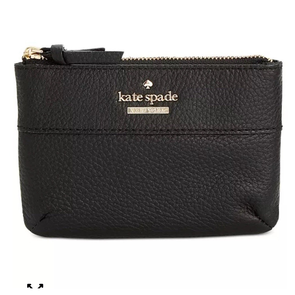 Kate Spade Zip Wallet Jackson Street Black Pebble Leather Key Chain Coin Case